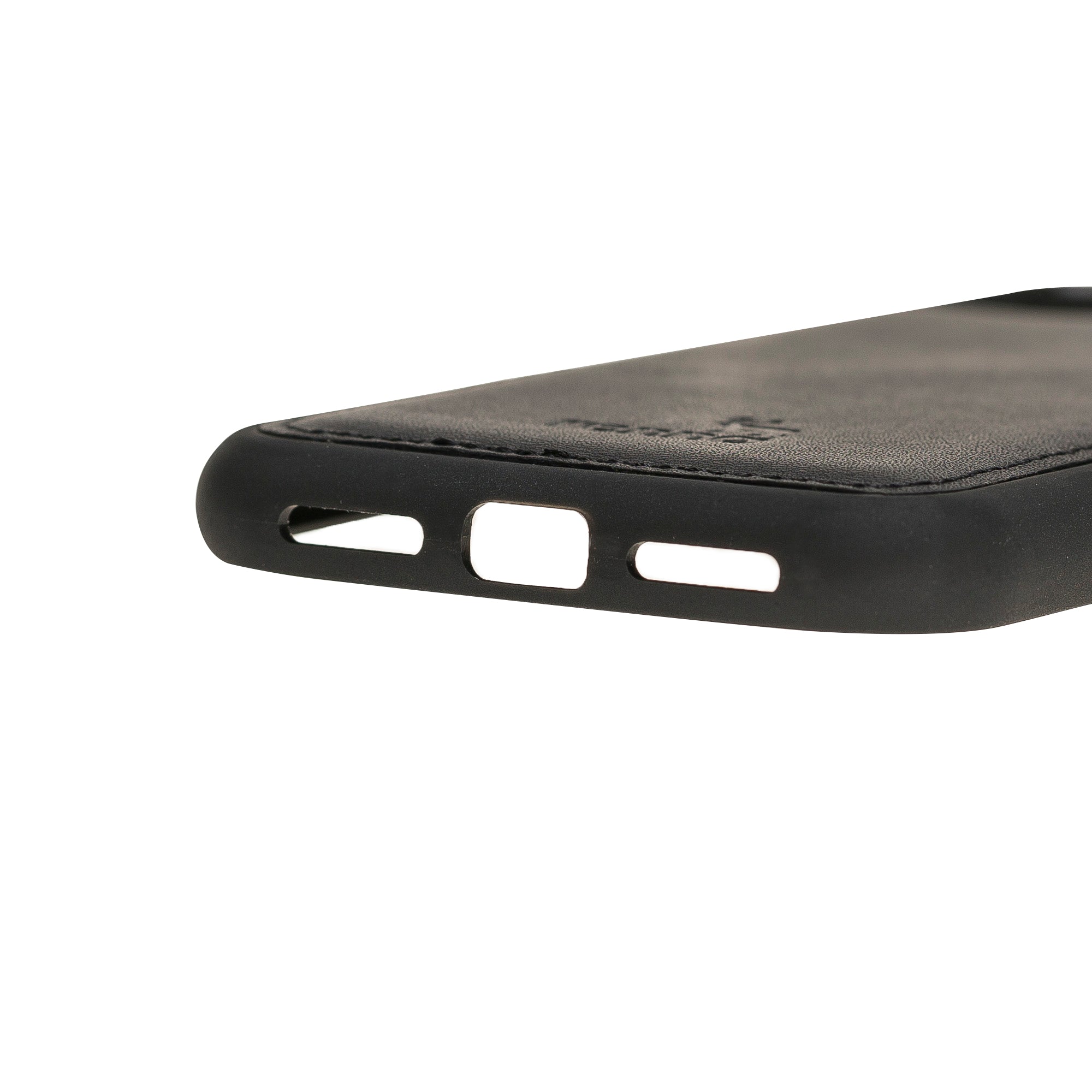 Schwarz iPhone 11 Pro (5,8``) Echtleder Handyhülle, Leder Case, Flex Cover, Etui