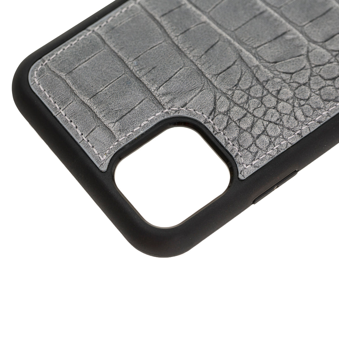 Grau iPhone 11 Pro (5,8'') Echtleder Handyhülle, Leder Case, Flex Cover, Etui