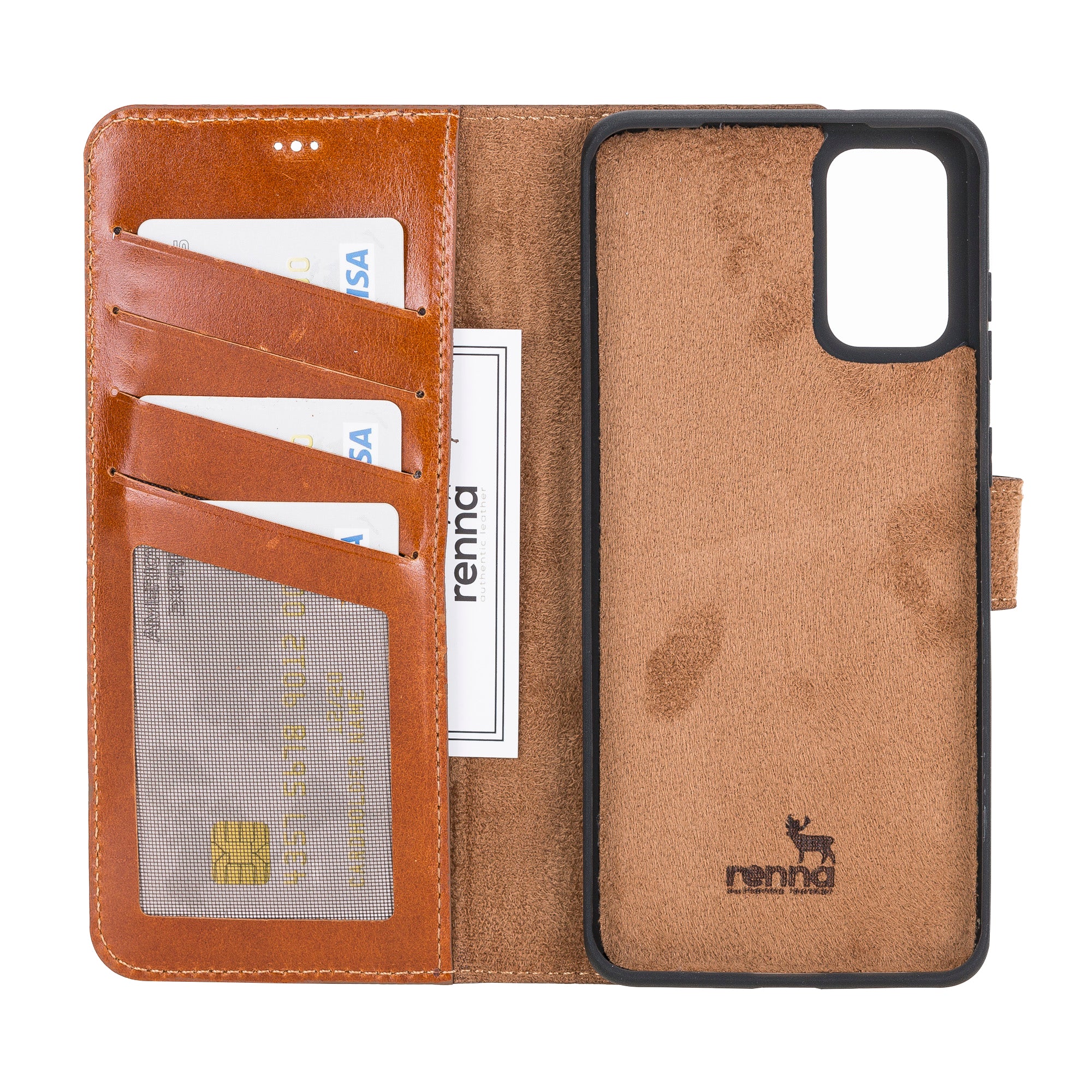 Braun Samsung S20+ Case, abnehmbare Echtleder Handytasche mit Magnet, S20 PLUS Leder Hülle