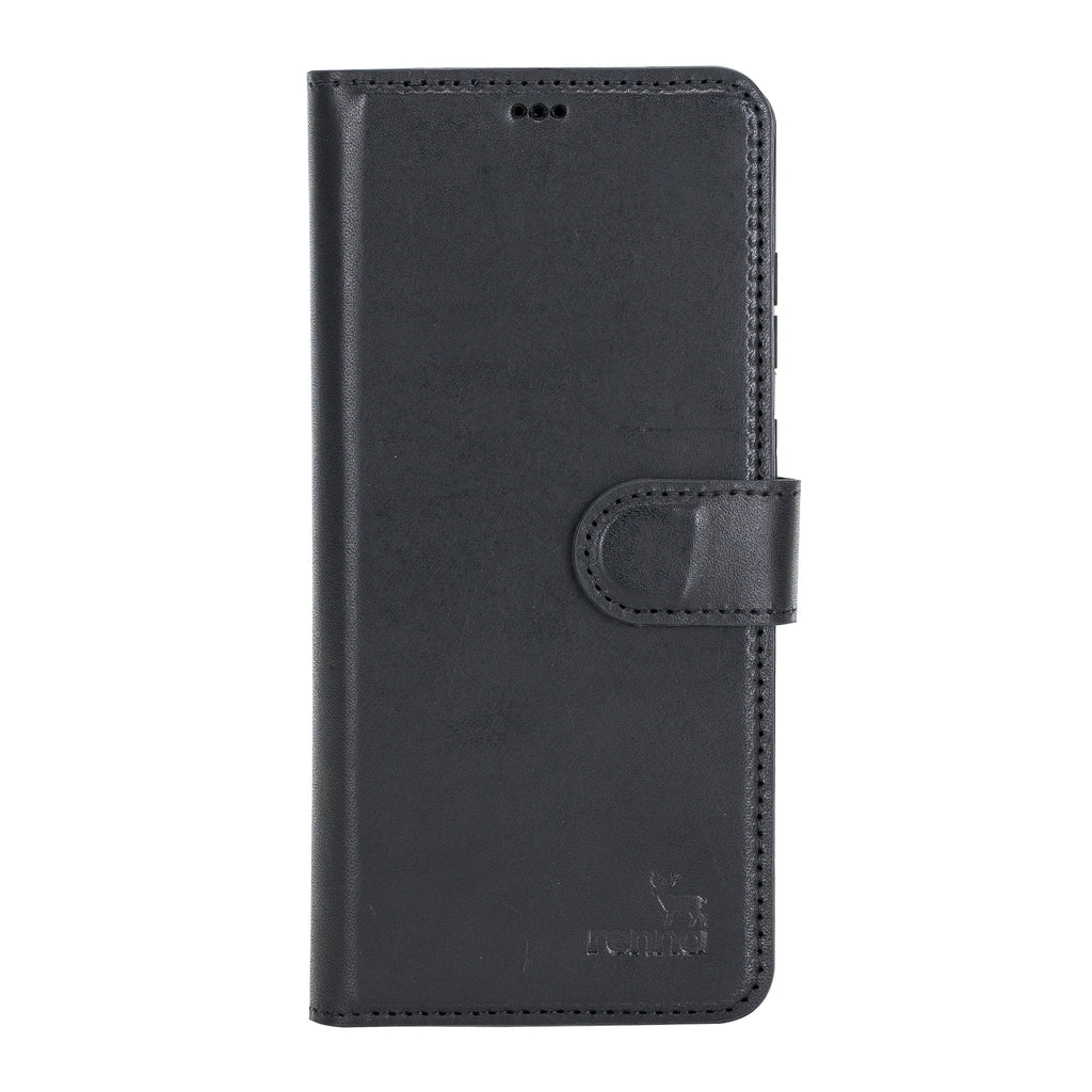 Schwarz Samsung S20+ Case, abnehmbare Echtleder Handytasche mit Magnet, S20 PLUS  Leder Hülle