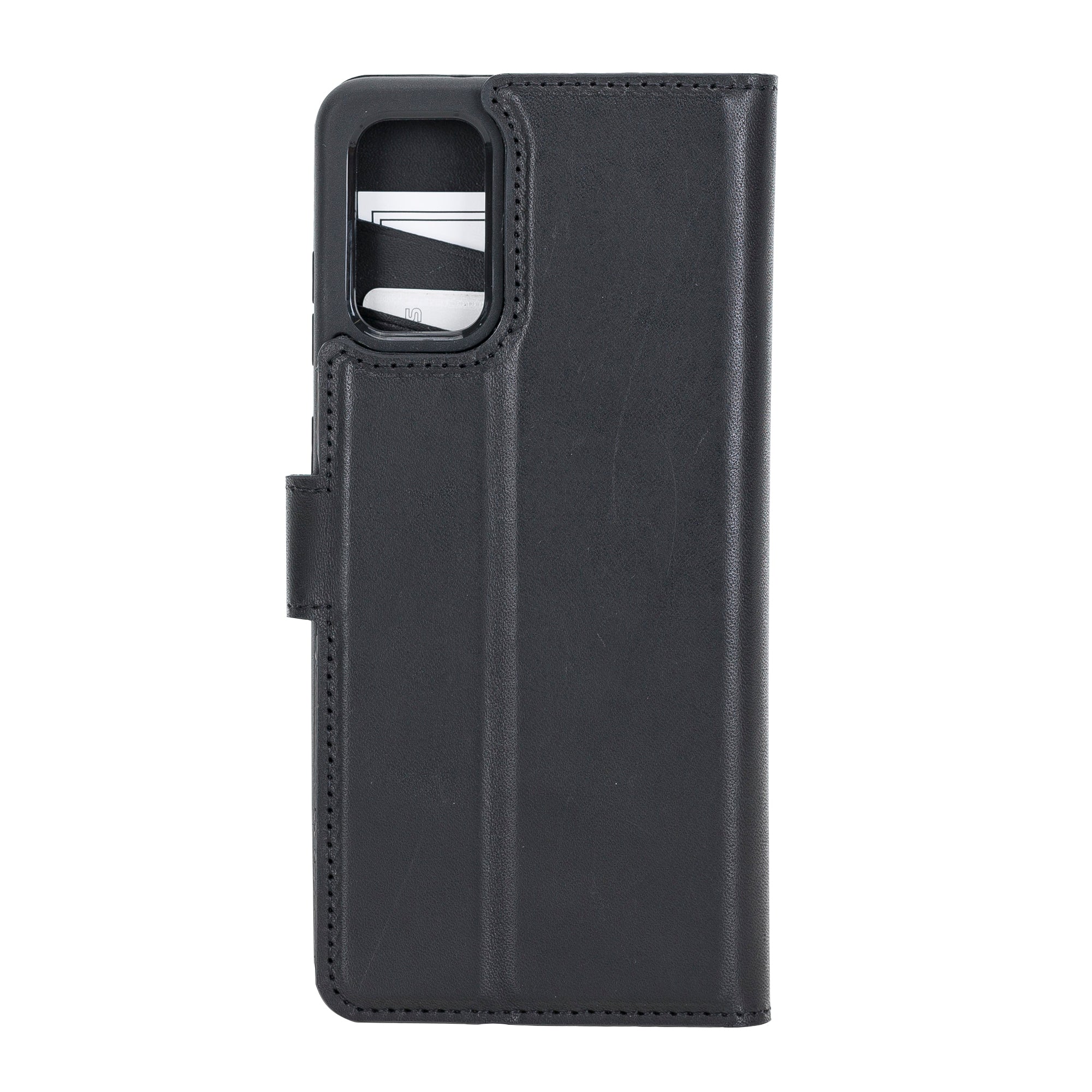 Schwarz Samsung S20+ Case, abnehmbare Echtleder Handytasche mit Magnet, S20 PLUS Leder Hülle