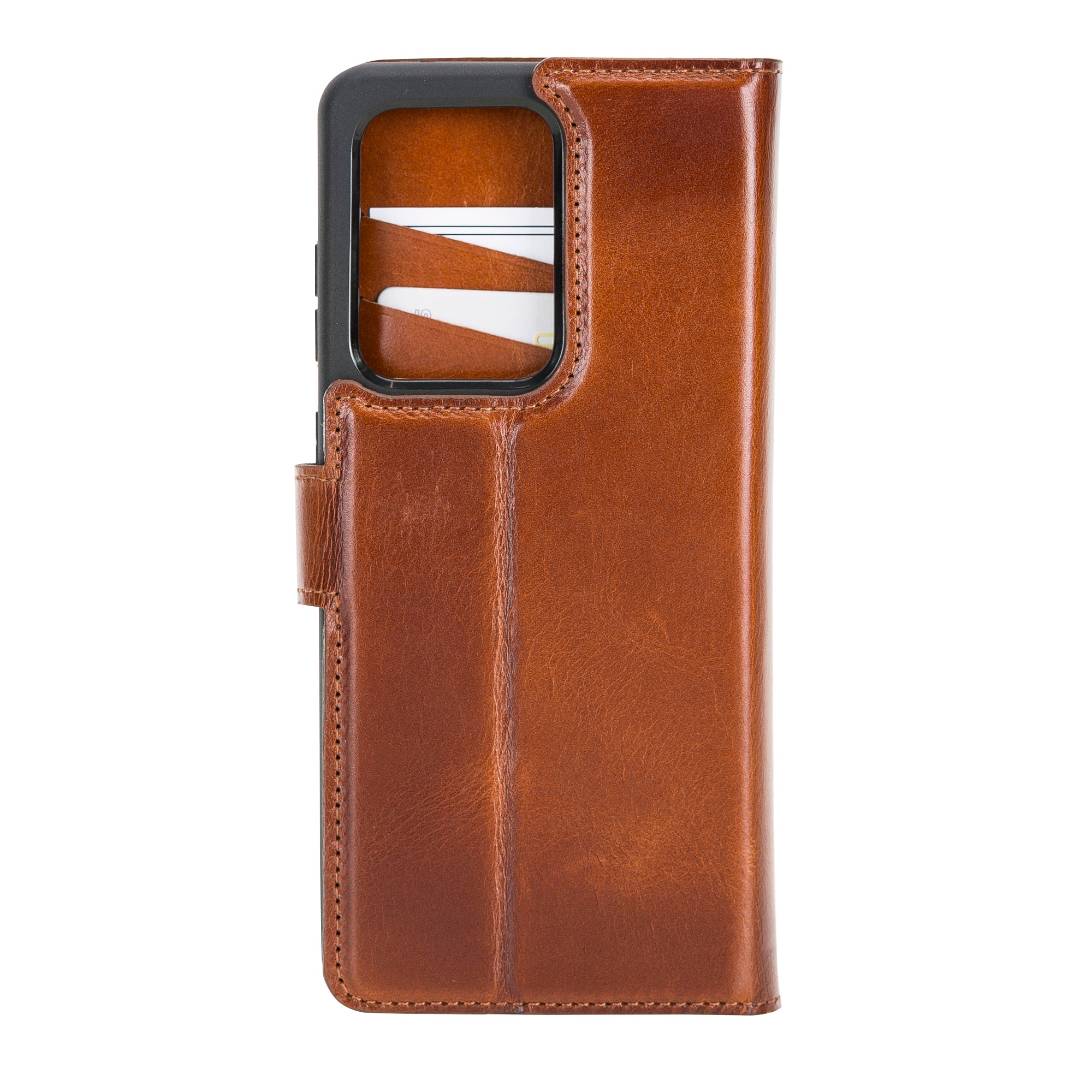 Braun Samsung S20 Ultra Case, abnehmbare Echtleder Handytasche mit Magnet, S20 Ultra Leder Hülle