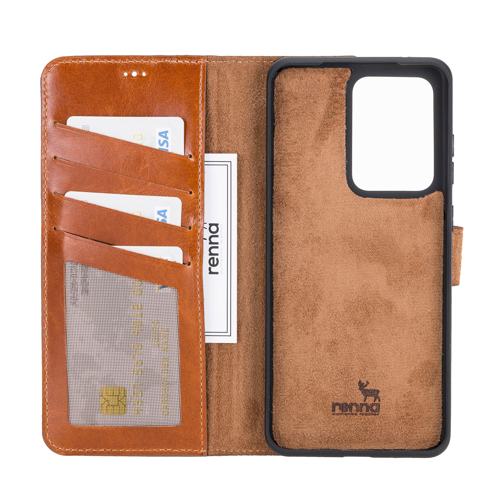 Braun Samsung S20 Ultra Case, abnehmbare Echtleder Handytasche mit Magnet, S20 Ultra Leder Hülle