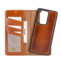 Braun Samsung S20 Ultra Case, abnehmbare Echtleder Handytasche mit Magnet, S20 Ultra Leder Hülle