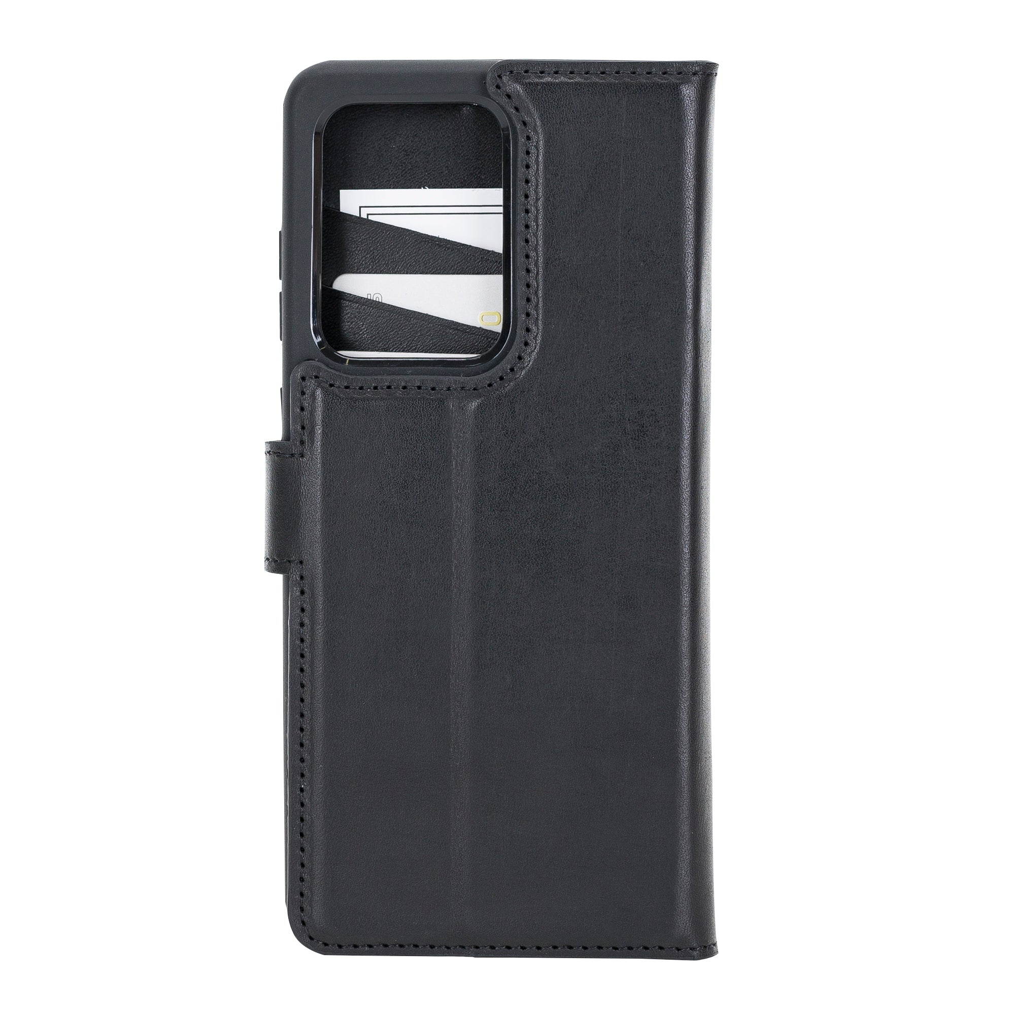Schwarz Samsung S20 Ultra Case, abnehmbare Echtleder Handytasche mit Magnet, S20 Ultra Leder Hülle