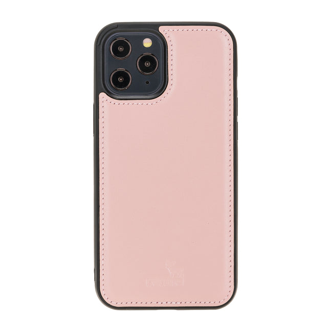 Rosa iPhone 12 Pro Max (6,7") Hülle aus echtem Leder, handgefertigte Lederhülle mit flexibler Abdeckung