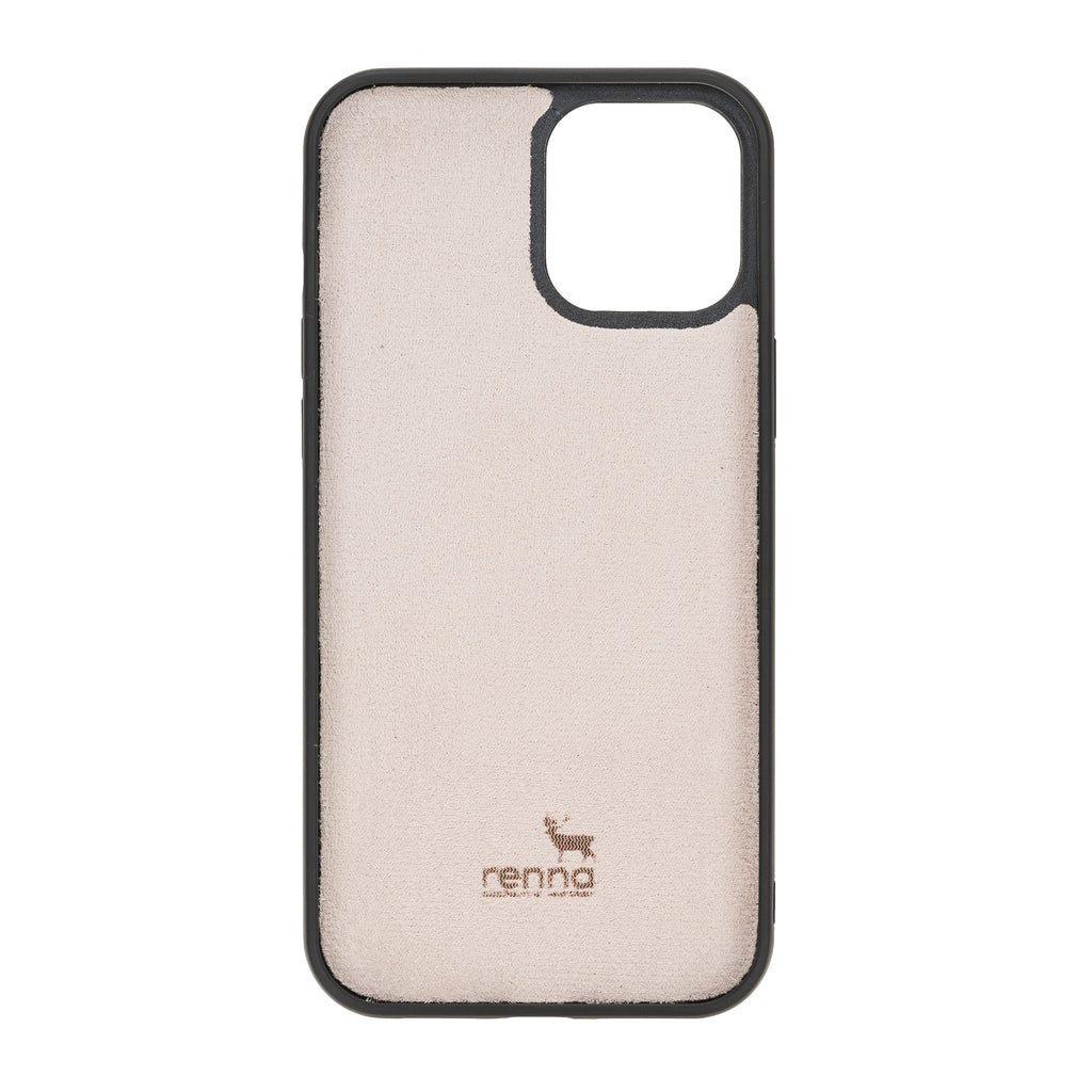 Grau Croco iPhone 12 Pro Max (6,7") Hülle aus echtem Leder, handgefertigte Lederhülle mit flexibler Abdeckung