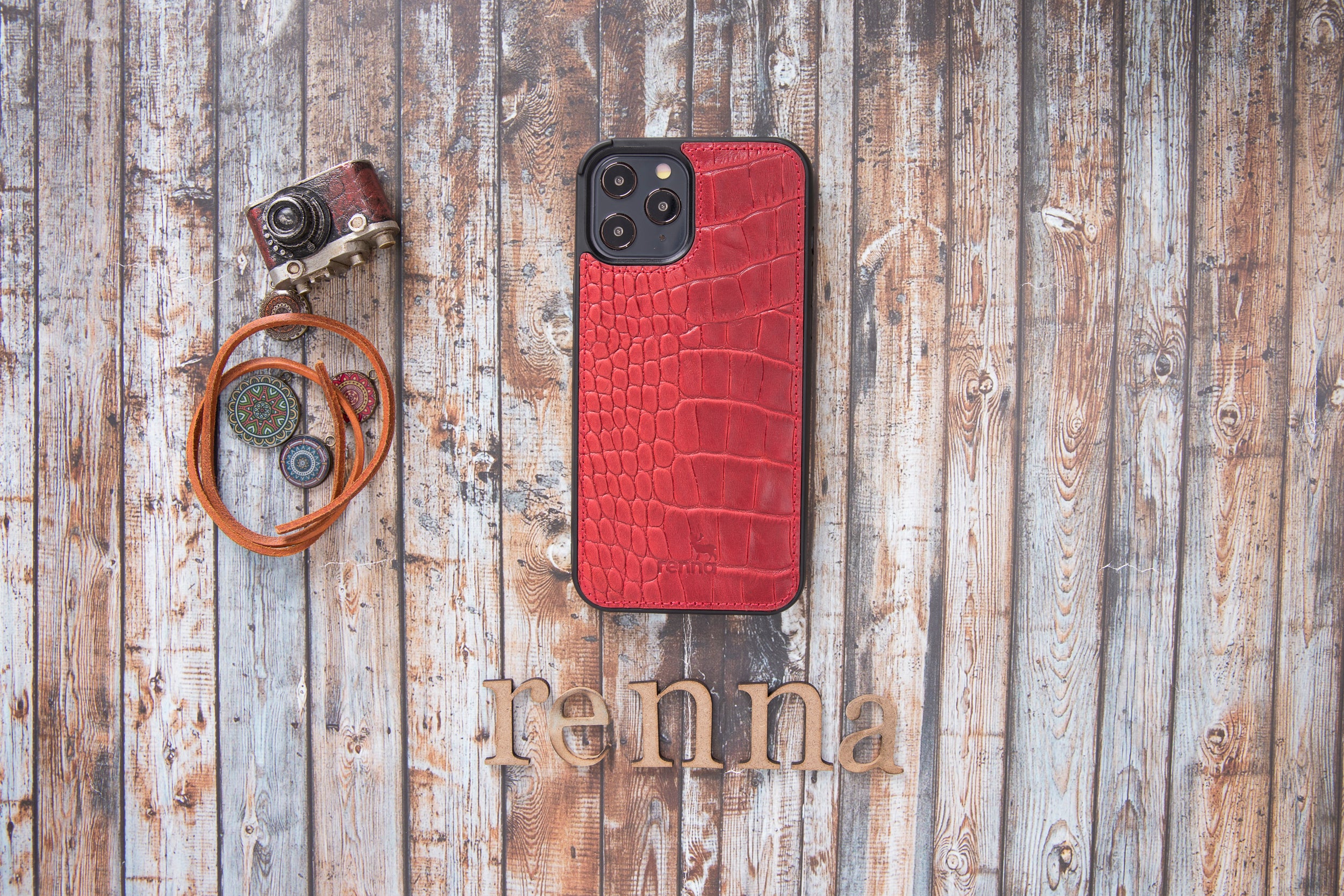 Rot Croco iPhone 12 PRO MAX (6.7") Case Genuine Leather case, handmade leather case Flex Cover