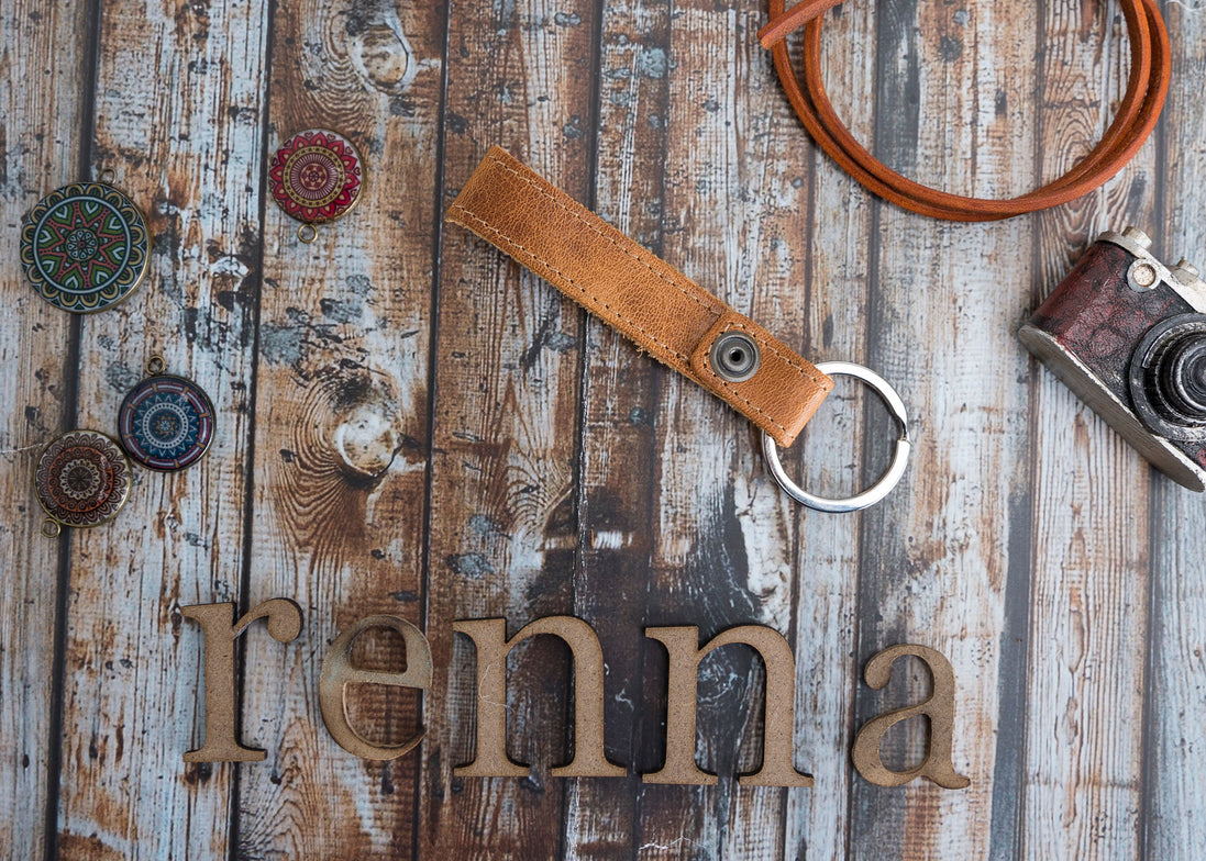 Echtleder Schlüsselanhänger, Braun Leder Schlüsselanhänger