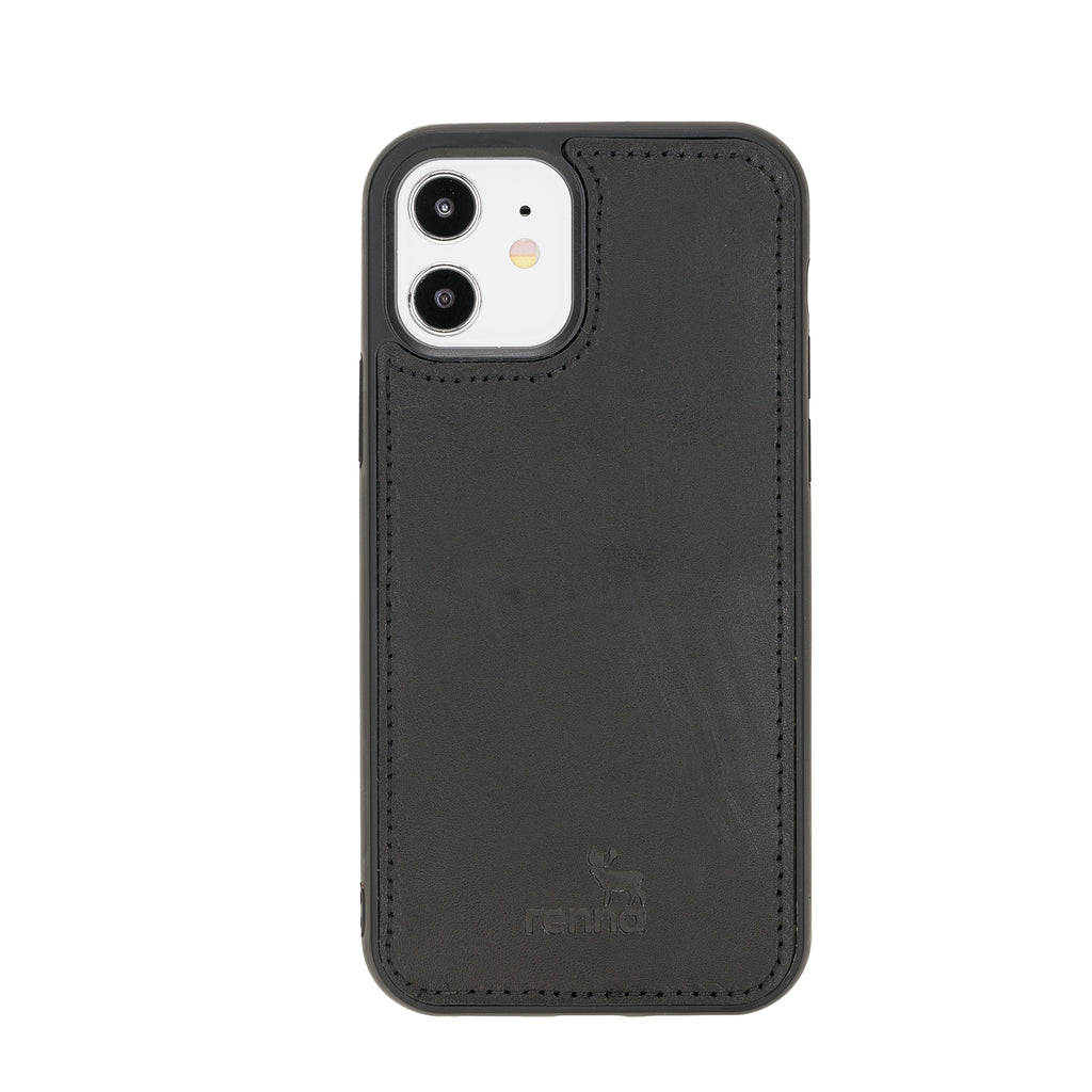 Schwarz iPhone 12 (6.1") Case Genuine Leather case, handmade leather case Flex Cover