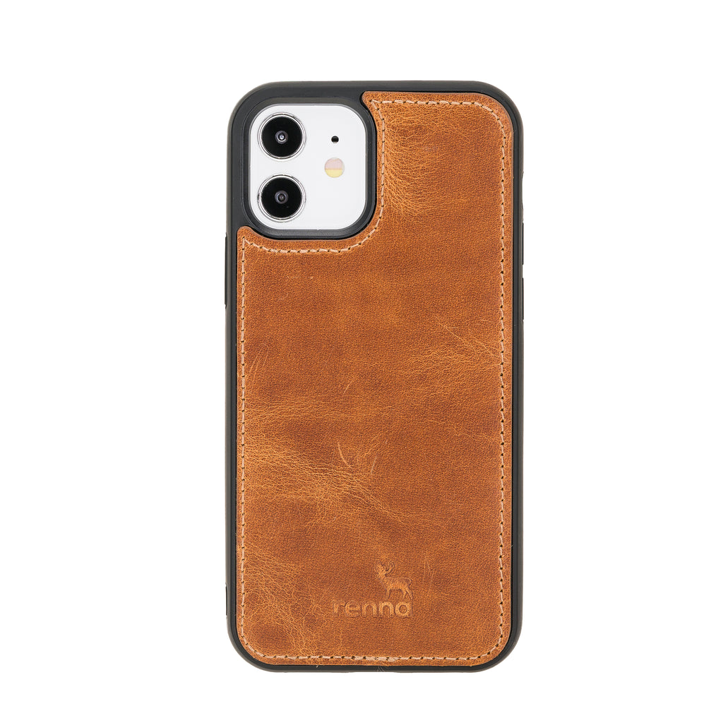 iPhone 12 (6,1") Hülle aus echtem Leder, handgefertigte Lederhülle mit flexibler Schutzhülle